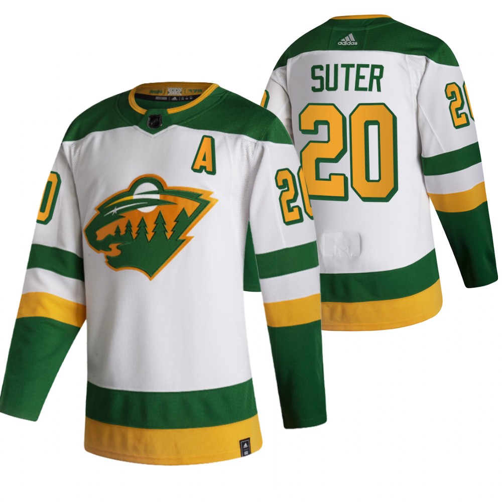 2021 Adidias Minnesota Wild #20 Ryan Suter White Men  Reverse Retro Alternate NHL Jersey